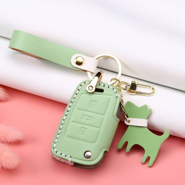 For Volkswagen VW Passat B8 Polo Tiguan Skoda Superb KODIAQ Leather Car Key Case Cover Car Remote Key Holder Fob Shell Accessory