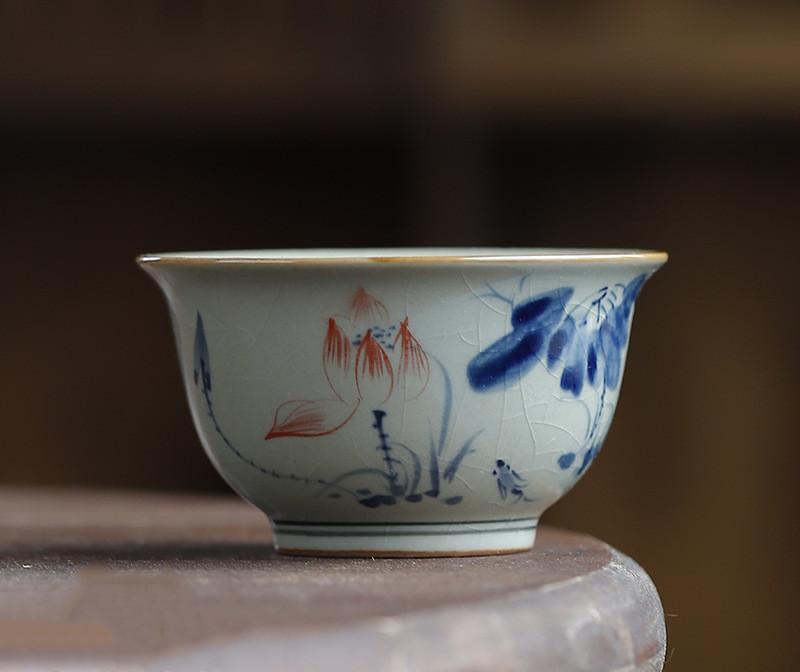1 Pc Chinese Blue and White Porcelain Tea Cup Vintage Handmade Teacup Ceramic Tea Bowl TeawarePersonal Meditation Cup 90ml