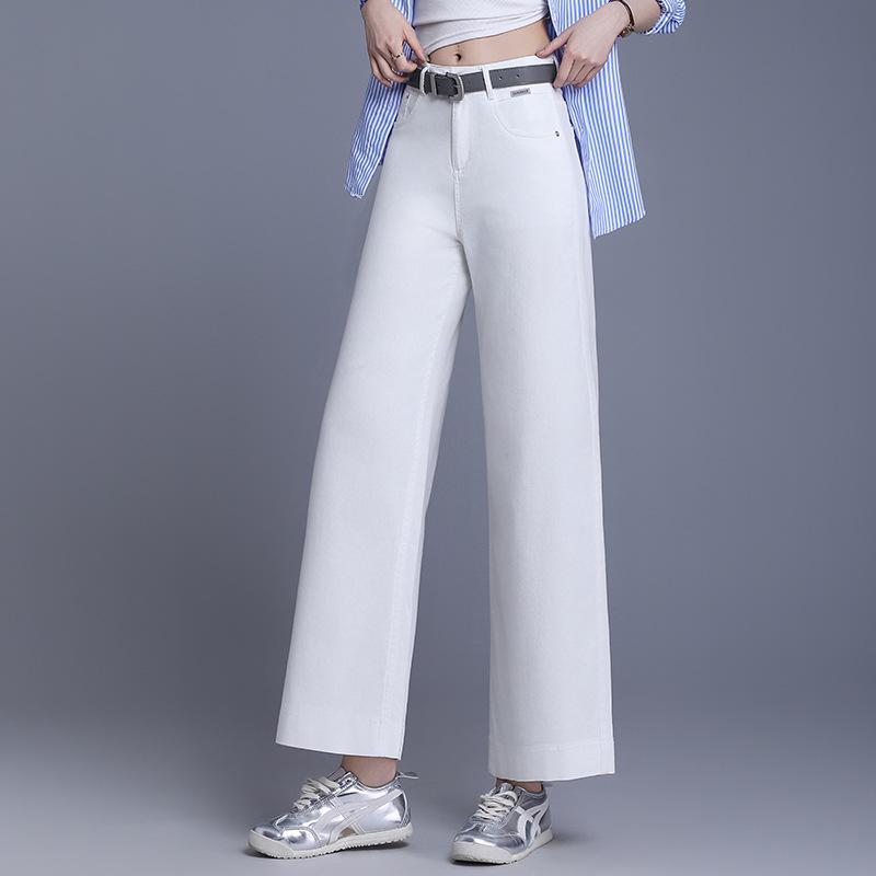 Women's High-Waist Loose Wide-Leg Jeans - Summer 2025, Casual Straight-Leg, Thin Fit for Petite Sizes