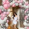 99PCS Light Pink and Silver Latex Balloon Set Suitable for Birthday Parties, Weddings, Valentine's Day Party Decorations