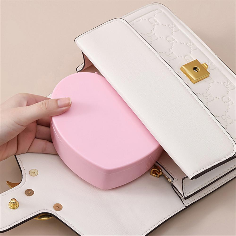 1 Stück herzförmige Schmuckschatulle, zweilagig, kompakt, mit Spiegel zur Dekoration