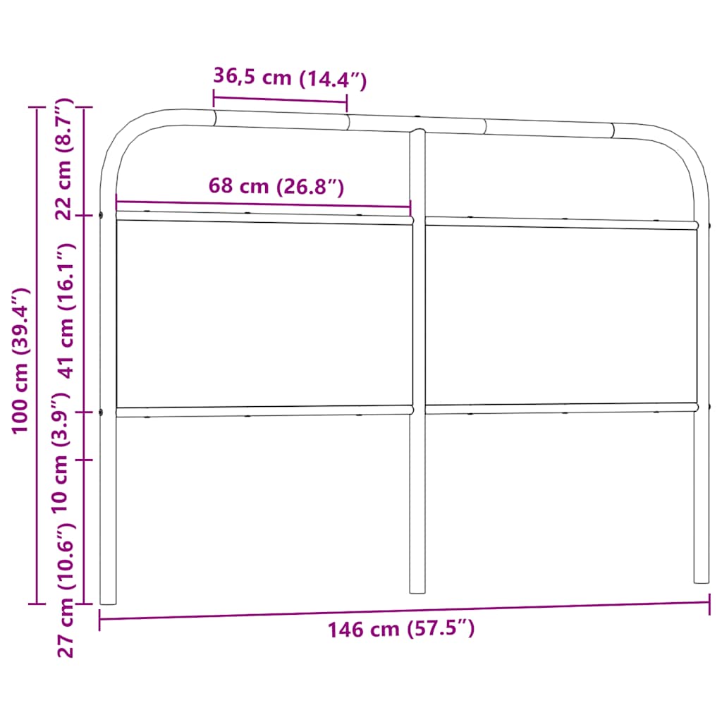 Replacement Headboard Smoked Oak 140 cm Steel and Wood Based Material