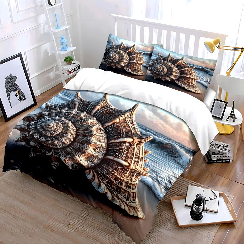 "Seashell Beach Decor Set" Soft Skin-Friendly Bedding Set Includes 1 Duvet Cover And 2 Pillowcase, Gift