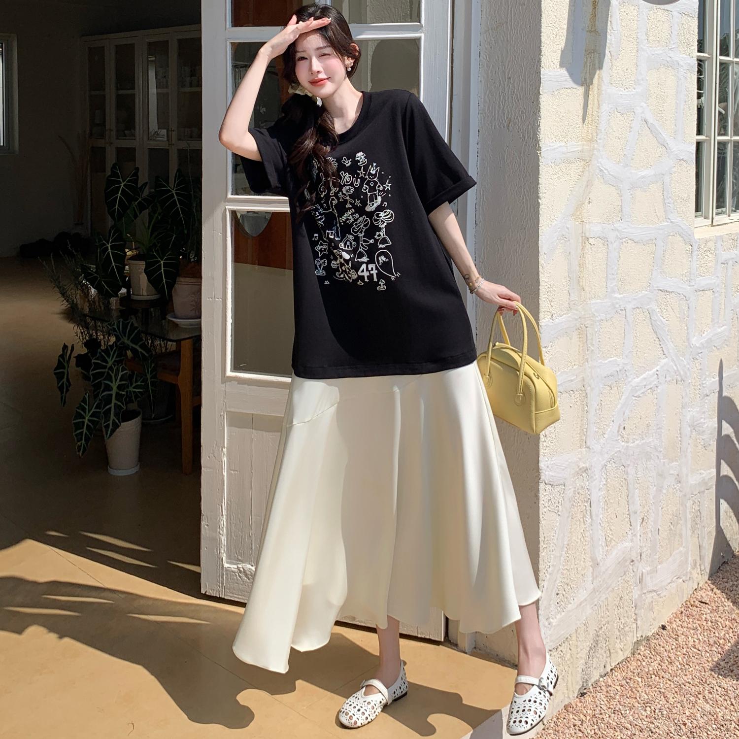 

Dimanaf Летнее платье 2025 года больших размеров для женщин, винтажное платье, базовое длинное элегантное свободное платье с принтом, повседневное 3XL чёрный