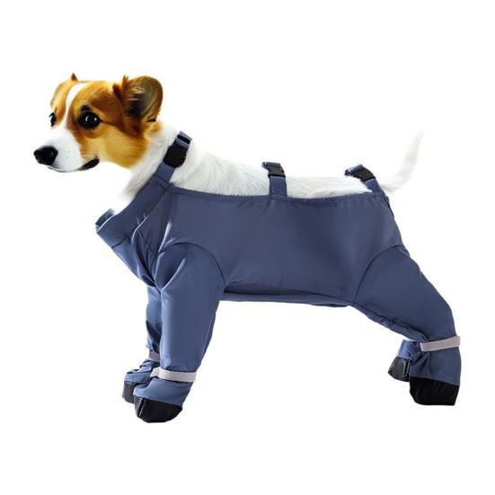 

Snowsuit with Attached Boots Non-Slip Booties Waterproof Puppies Suspender Dog Snow Suit with Boots L