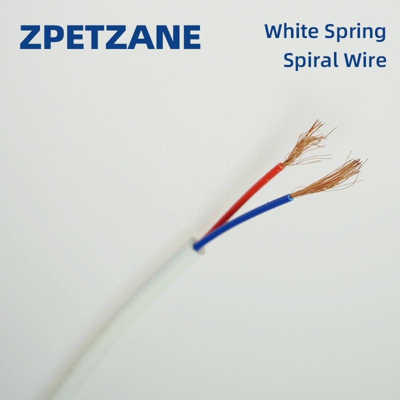 

White PU Spiral Spring Cable Copper 2/3 Cores Pins 0.3/0.75/1.5/2.5m2 Telescopic Power Cord Scalable Electrical Wire 22AWG