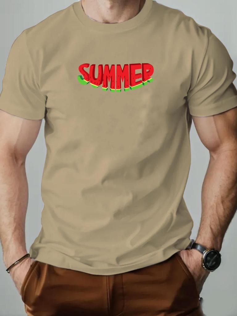 Mens cotton Tshirt watermelon character SUMMER summer round neck short sleeve graphic breathable fashion casual Tshirt