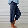 Summer Women's Pants Loose High Waist Button Cotton Linen Pants Nine-point Pants Wide Leg Pants
