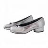 Women's Sheepskin Leather Split-Toe Slip-On Chunky Heel Ballet Flats