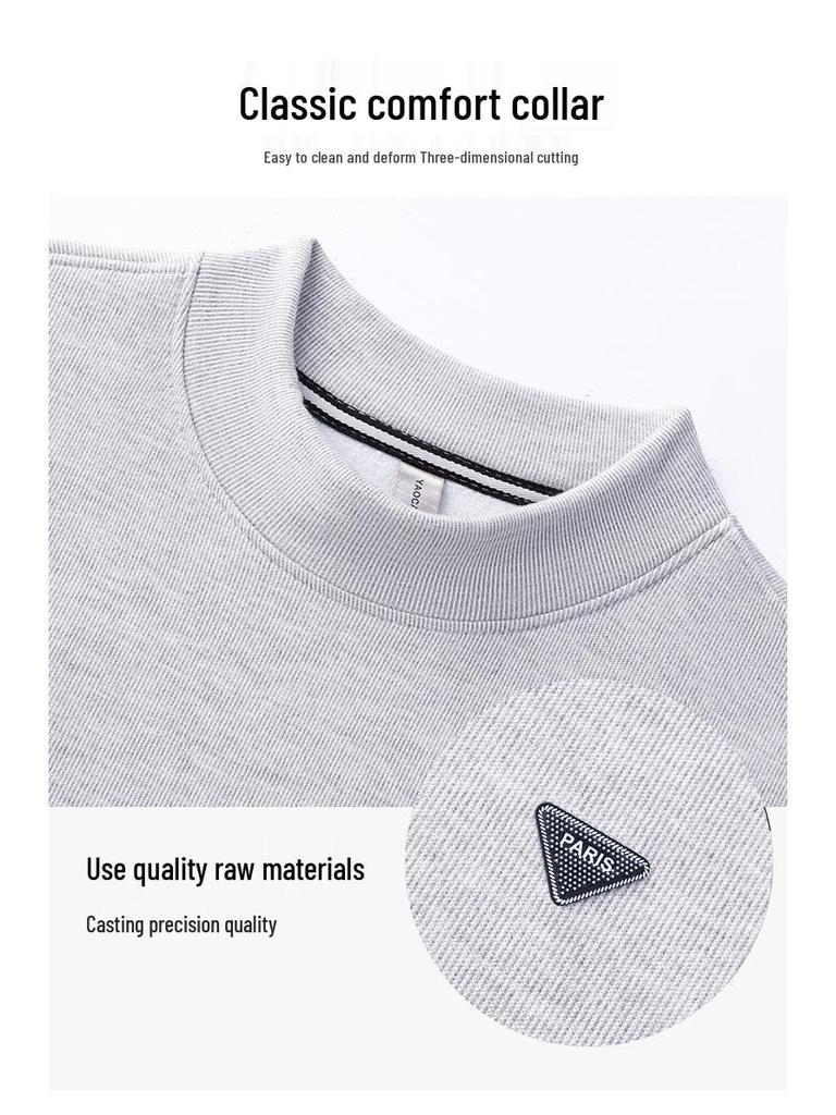 Men's High-Quality Anti-Pilling Hoodie - Autumn/Winter 2025, Plus Velvet, Thickened, Half-High Collar, Casual and Warm.