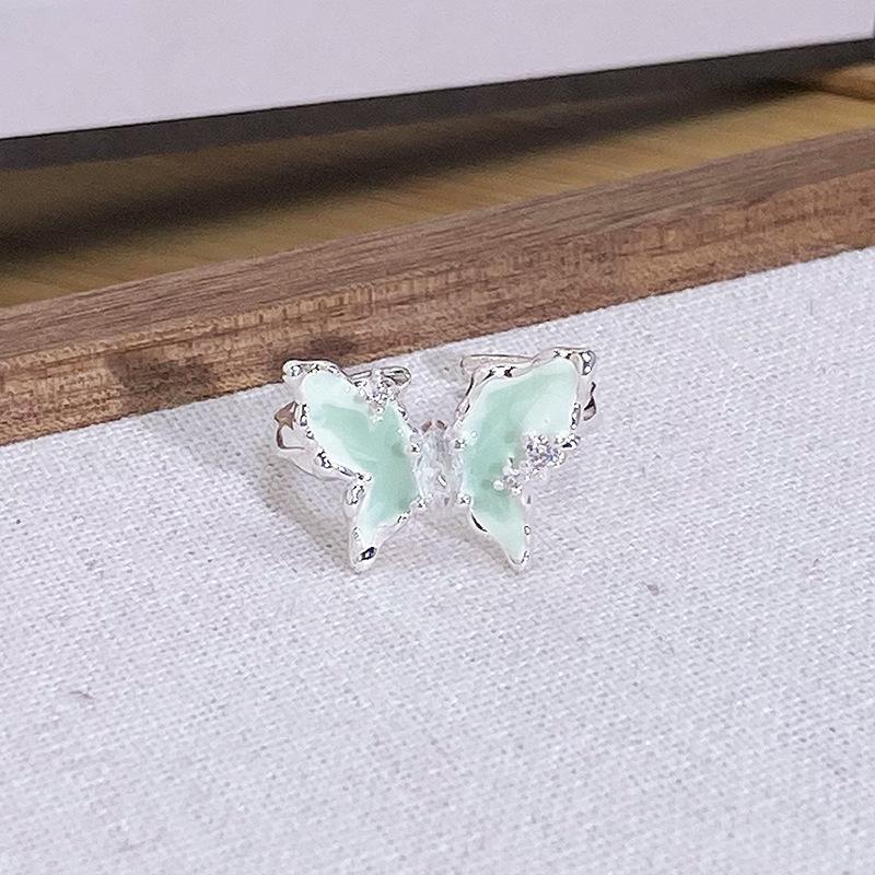 Mint Matcha Milk Green Butterfly Open Ring Women'S Niche Design Small Fresh And Cold Ring