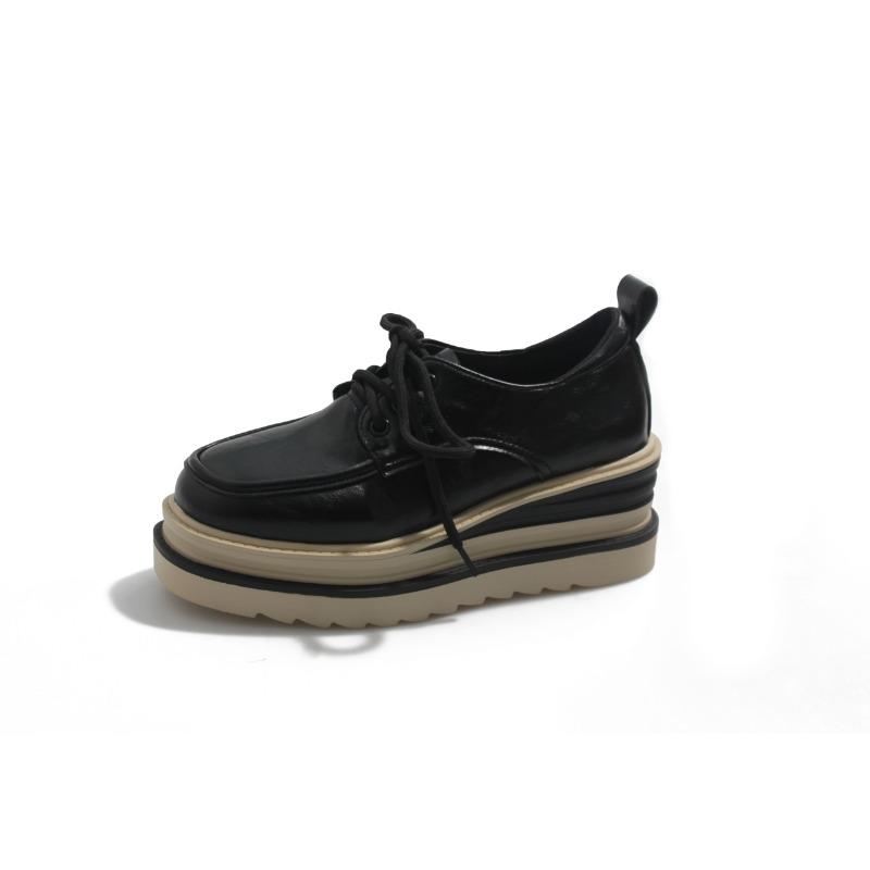 

Fashion 2024 Outdoor Shoes Female PU Women s Vulcanize Shoes Platform Women Sneakers Sewing Lace Up Wedges Loafers Ladies Casual Shoes 39 чорний