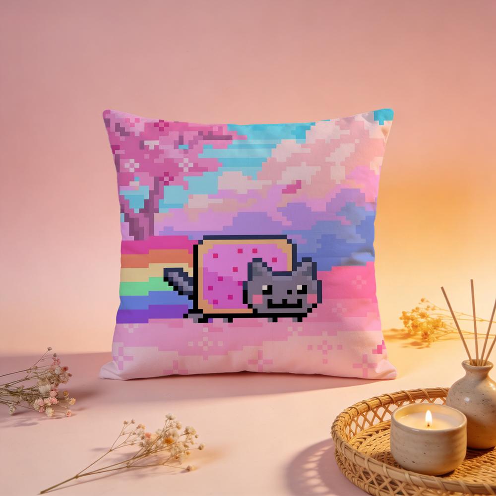 Hot Nnyan Catful Cushion Cover Comfortable Durable Pillow Cover MultiScene for Home Office Car Sofa