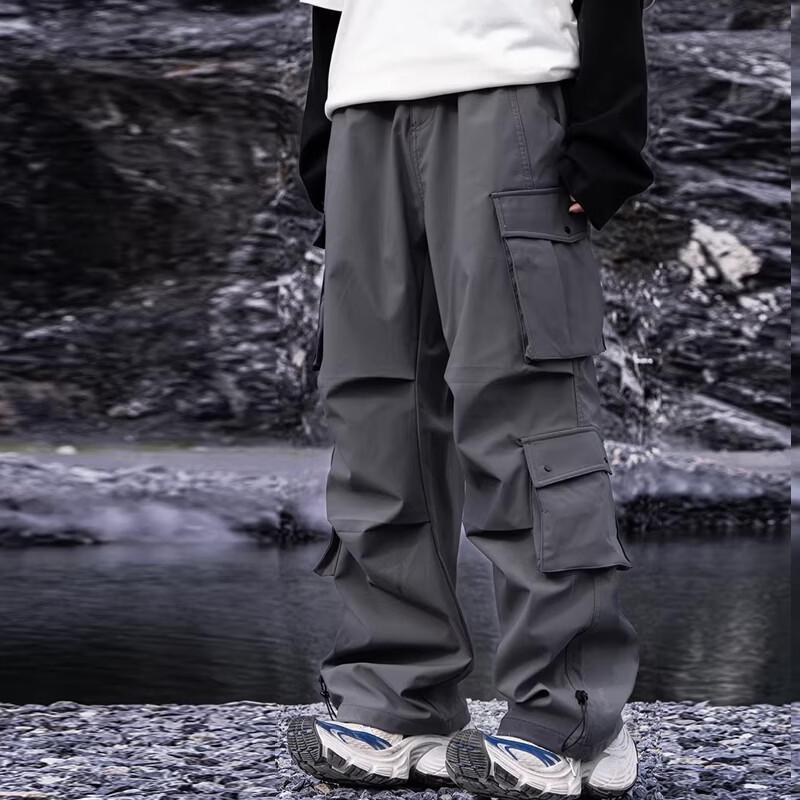 AOGZ Unisex Multi-Pocket Straight-Leg Cargo Pants XL