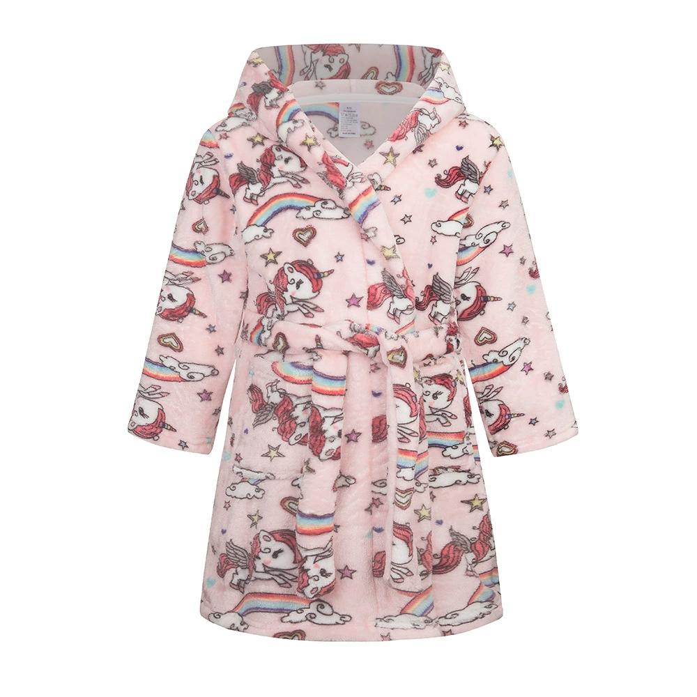 2-14 Years Autumn Winter Bathrobe Kids Sleepwear Robe Children Bath Robe Warm Soft Pajamas for Girls Boys Teenage Flannel Robe
