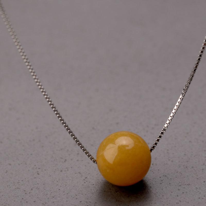 Artificial Beeswax Pendant Necklace Temperament Ethnic Style Retro Clavicle Chain Box Chain Personality Trend