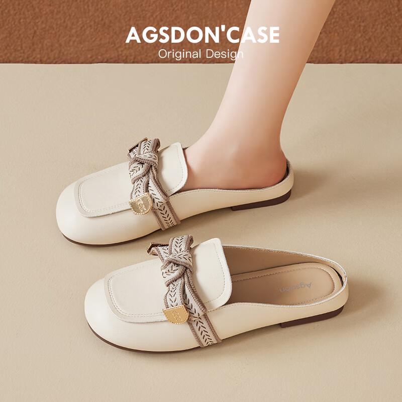 Agsdon Women s Square Toe Bow Mule Slippers 39