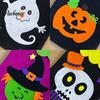 Pumpkin Ghost Printed Totes Halloween Candy Bags, Non-Woven Trick or Treat Tote Bags with Handles, Lightweight Portable Gift Pouches Cute Black
