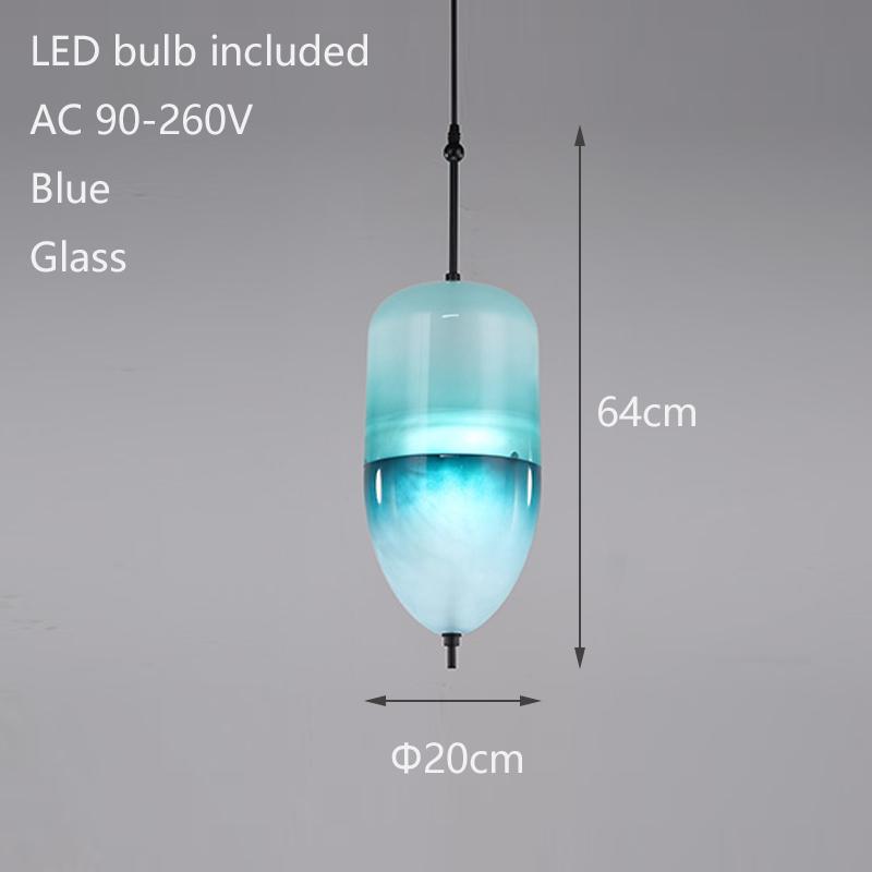 Nordic Creative Blue Glass Pendant Light Gradient Glass Pendant Light Hotel Lighting Bar Restaurant Decoration LED Lights