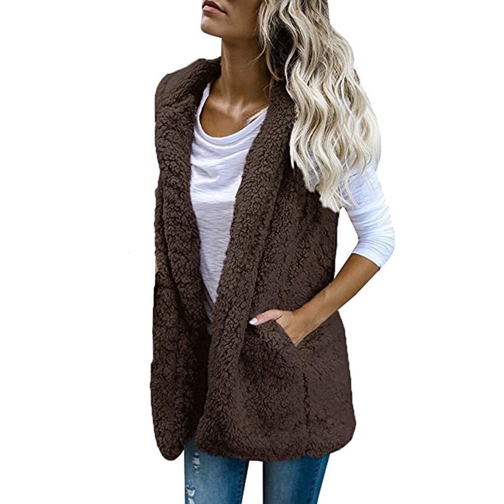Cozyoutfit Bilibili New Womens Vest Winter Warm Hoodie Outwear Casual Coat Sherpa Jacket