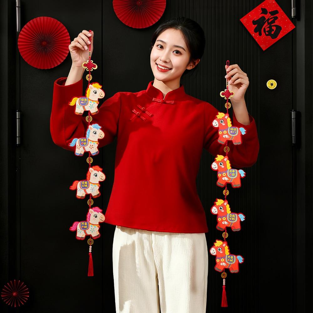 Traditional Style Spring Festival Door Decoration Cute Design Bless Words Hanging Tassel Ornament Good Luck Red Blessing