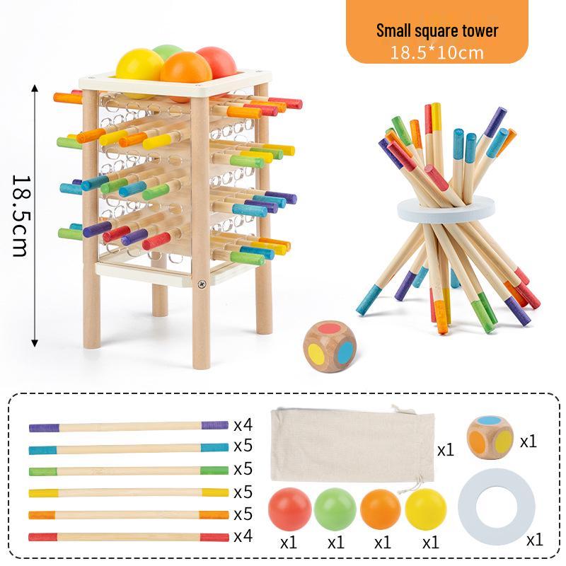 Early Education Wooden Pick-Up Sticks: 3-in-1 Color Recognition, Parent-Child Interaction, and Balance Table Game.
