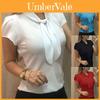 Versatile Fashion Women Short Sleeve Bow Chiffon T Shirt Blouse For Summer Casual Wear