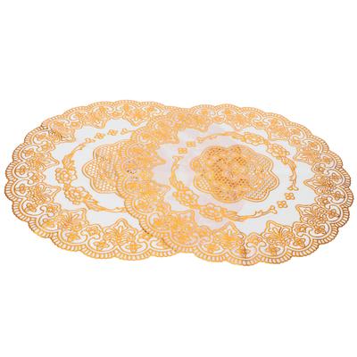 2PCS 38x38cm Table Mats PVC Gold Placemats Cup Mat Coaster for Wedding Party Supplies