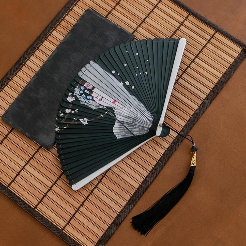 Chinese Style Japanese Classical Folding Fan Black Ancient Style Women's Folding Fan Portable Handmade Hand Fans Home Decoration