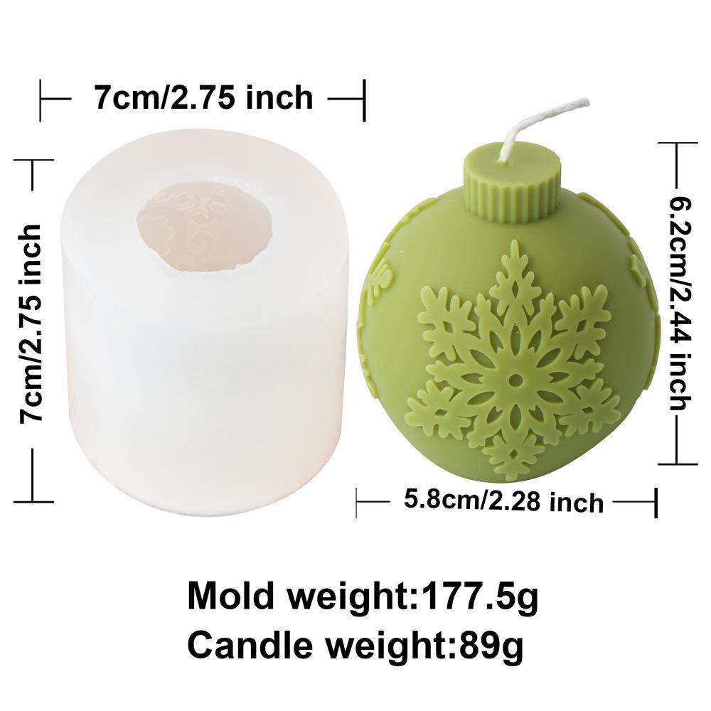3D Relief Snowflake Ball Candle Silicone Molds Geometric Stripe Spherical Aromath Plaster Soap Resin Mold Christmas Decor Gifts