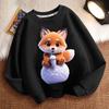 Cute Milk Tea Little Fox Round-neck Hoodie for Children, Fashionable Long-sleeved Casual Hoodie for Boys and Girls in Spring and Autumn