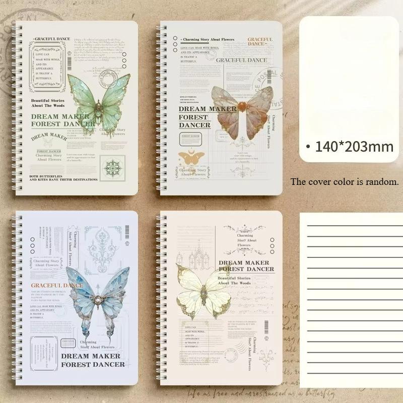 1pc A5 Cartoon Line Coil Notebook Hard Cover Kawaii Korean Stationery School Supplies for Students Back To School