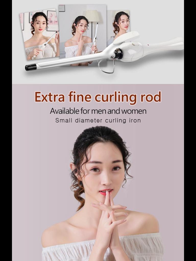 Unisex Mini 9mm Fluffy Wool Curling Iron for Short Hair