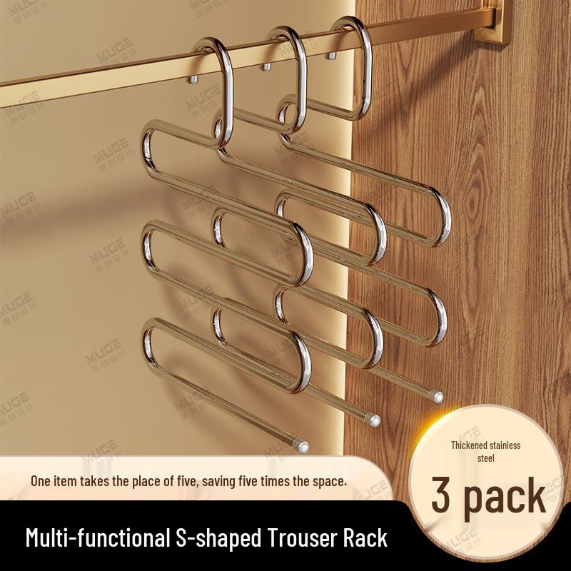 5-Tier Multi-Layer Stainless Steel Pants Rack for Home and Dorm Wardrobes