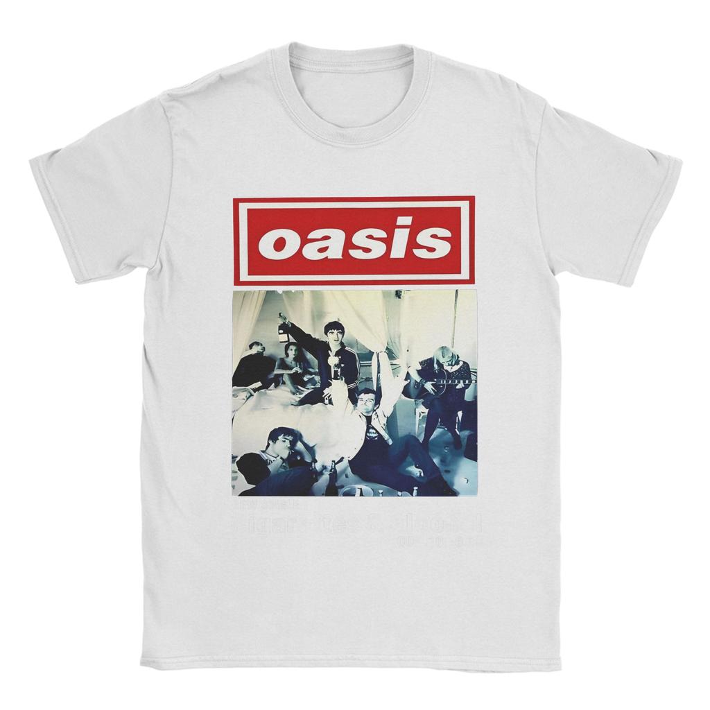 Casual Band Rock O-Oasis T-Shirt Men Crewneck Short Sleeve Clothes 100%Cotton Summer Clothing
