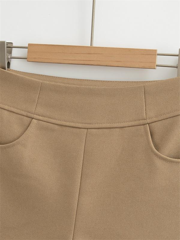2026 Women's Slim High Waist Khaki Suit Shorts - Elegant, Straight Leg Casual Hot Pants