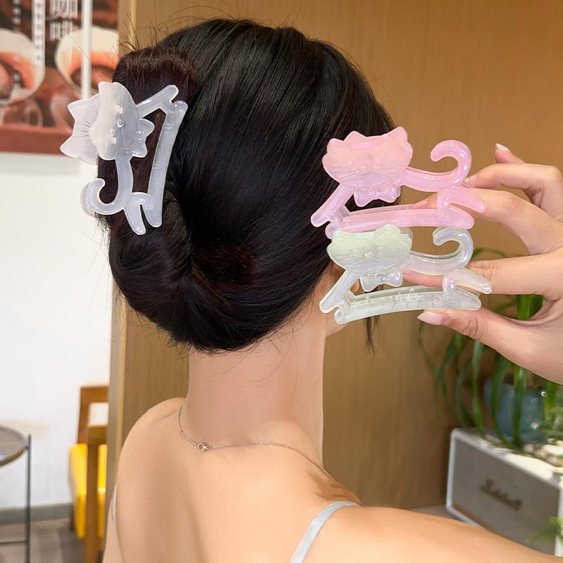 Korean Style Cartoon Cat Hair Clip Women's Hollow Out Fresh and Cute Shark Clip Hair Accessories