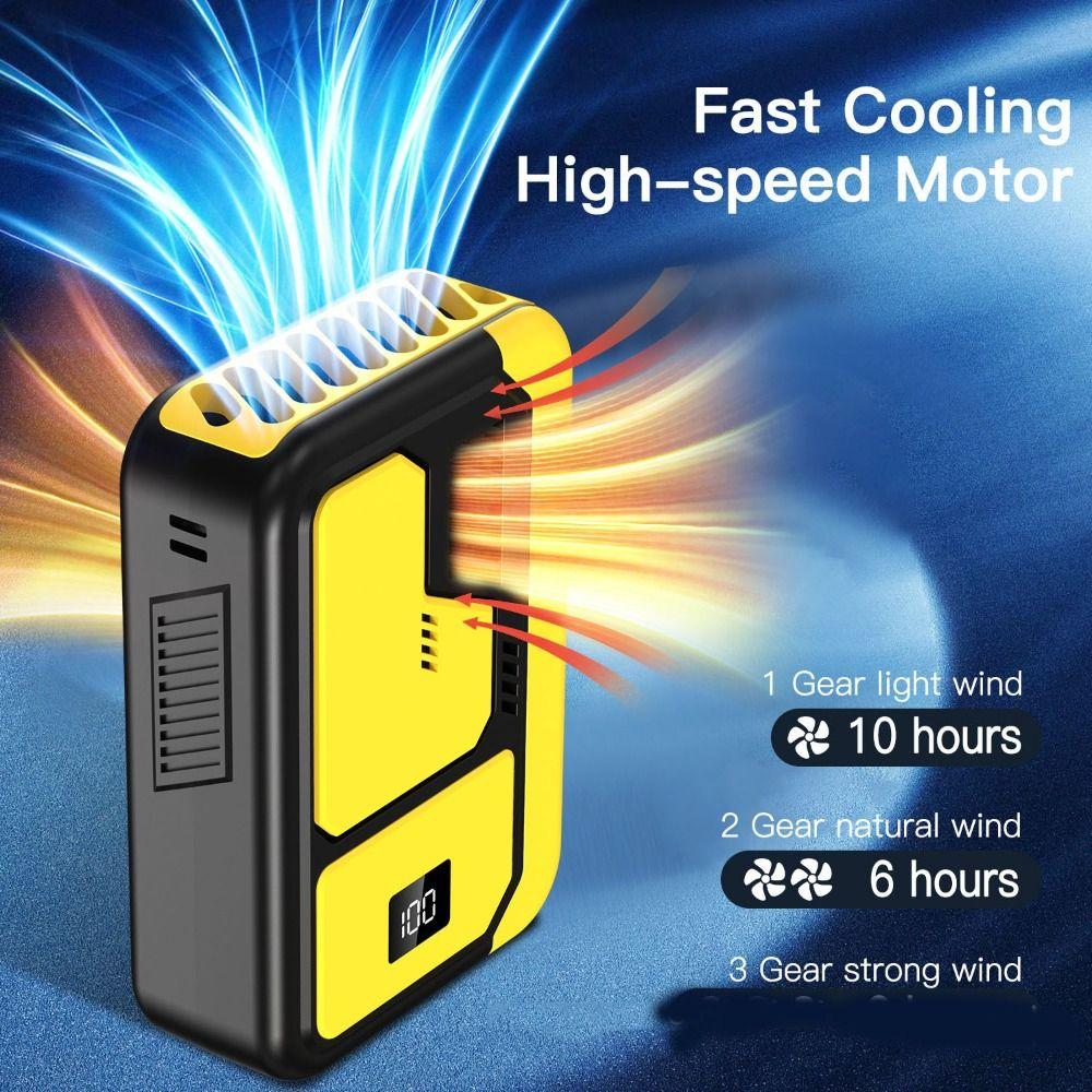 

3 Speed Hanging Neck Fan Handheld Cooling Fan Multifunctional Waist Fan for Outdoor Working жовтий