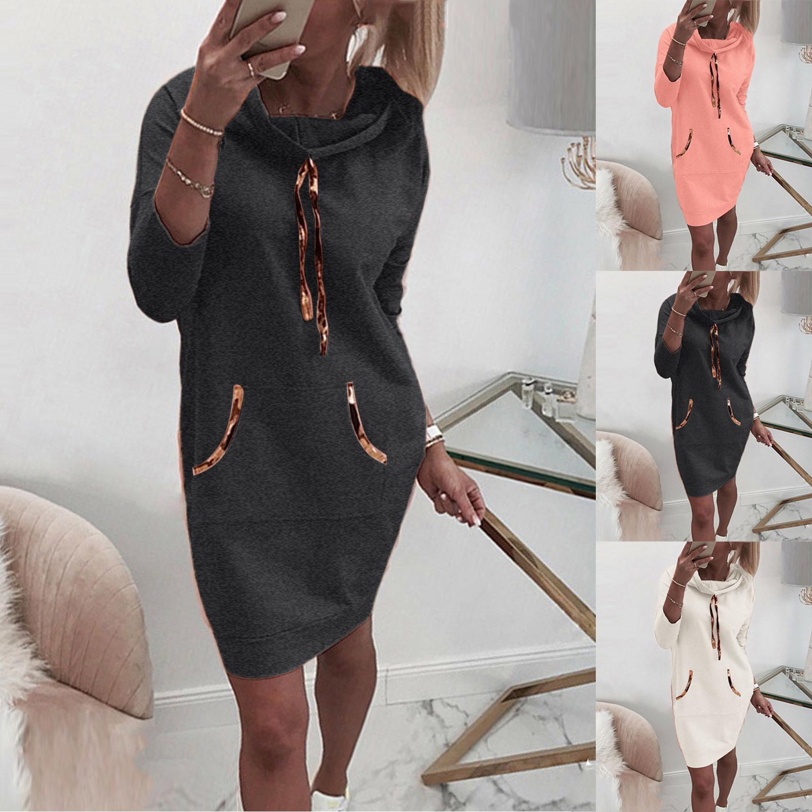 

Женский свитер с капюшоном, женский зимний джемпер, платье, толстовка с капюшоном и длинным рукавом