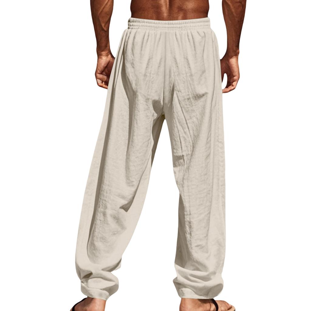 Men's Loose And Casual Sports Breathable Long Pants, Casual Cotton And Linen Pants