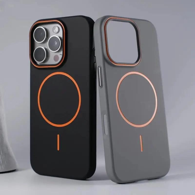 Ultrathin Simple For Magsafe Case for iphone 17 Air 16 Pro Max 15 14 13 12 Matte Hit Color Lens Wireless Charger Hard PC Cover