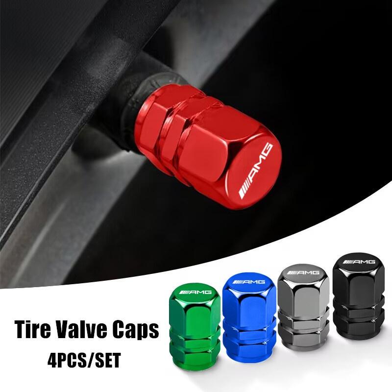 4PCS Car Metal Wheel Tires Valve Caps For Mercedes Benz MB Badge New B/C/E Class A Class C200L GLC GLK New CLA GLA Accessories