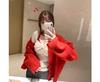 260g Cotton Modal Polka Dot Square Neck Lace-Up Bow Long Sleeve Slimming Top