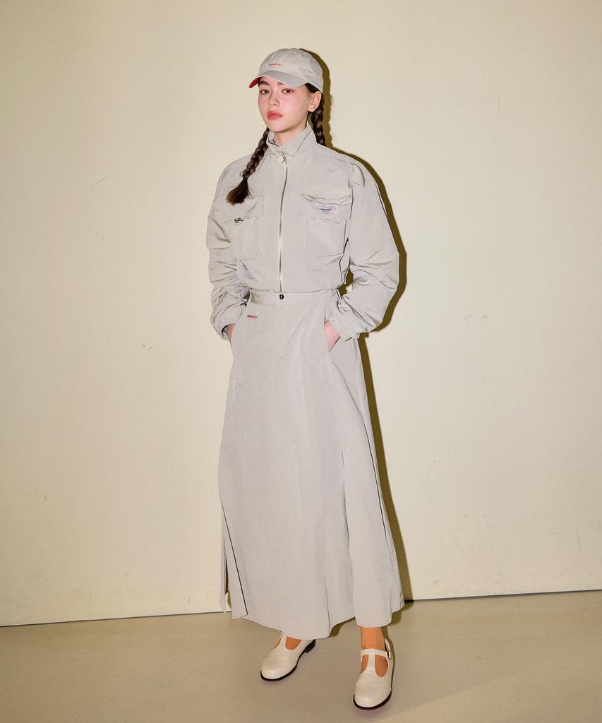 Candini Light Khaki Wind Long Skirt