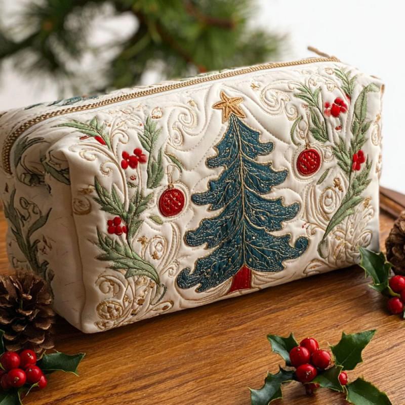 Dragonfly Print Quilted Cosmetic Bag Multi-functional Travel Organizer U-shape Zip Pouch