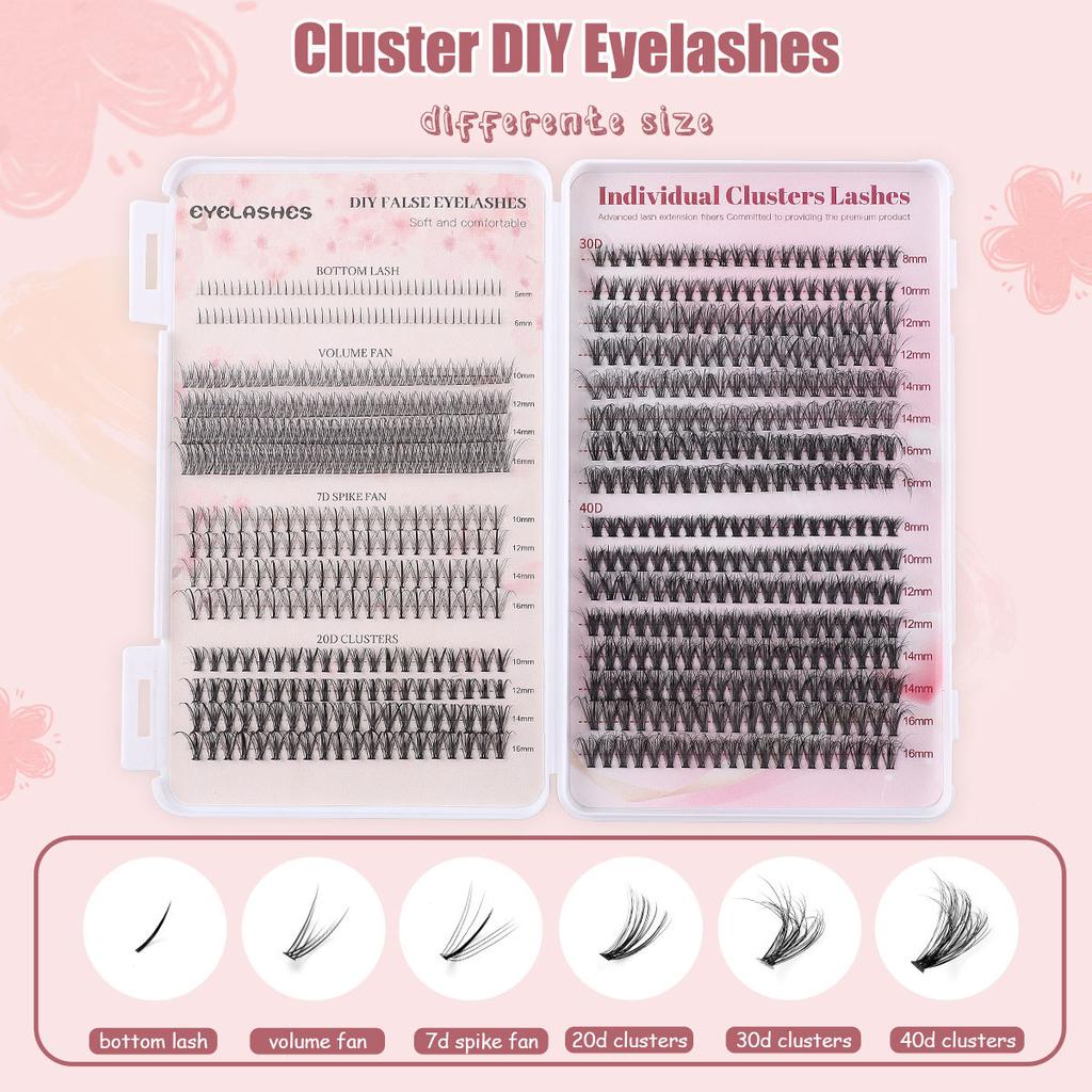 Diy Single Tuft False Eyelashes Fluffy Thick Eyelashes 30 + 40D Mixed Dress Eyelash Book Set