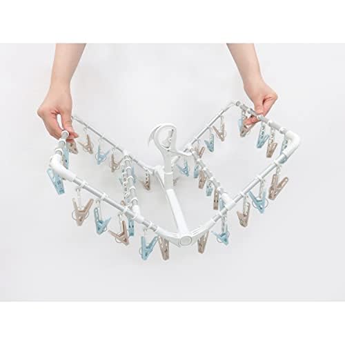 Towa Sangyo Laundry Drying Hanger, Aluminum, 40 Pinch, White, Muted Color, Latte, Cute, Interchangeable Pinch, Portable Pinch, Rust Resistant, Lightwe
