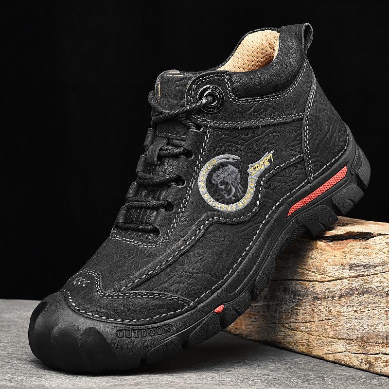 Outdoor Men's Boots Genuine Leather Casual Shoes Climbing Hiking Shoes Warm Winter Boots for Men Shoes Platform Snow Boot