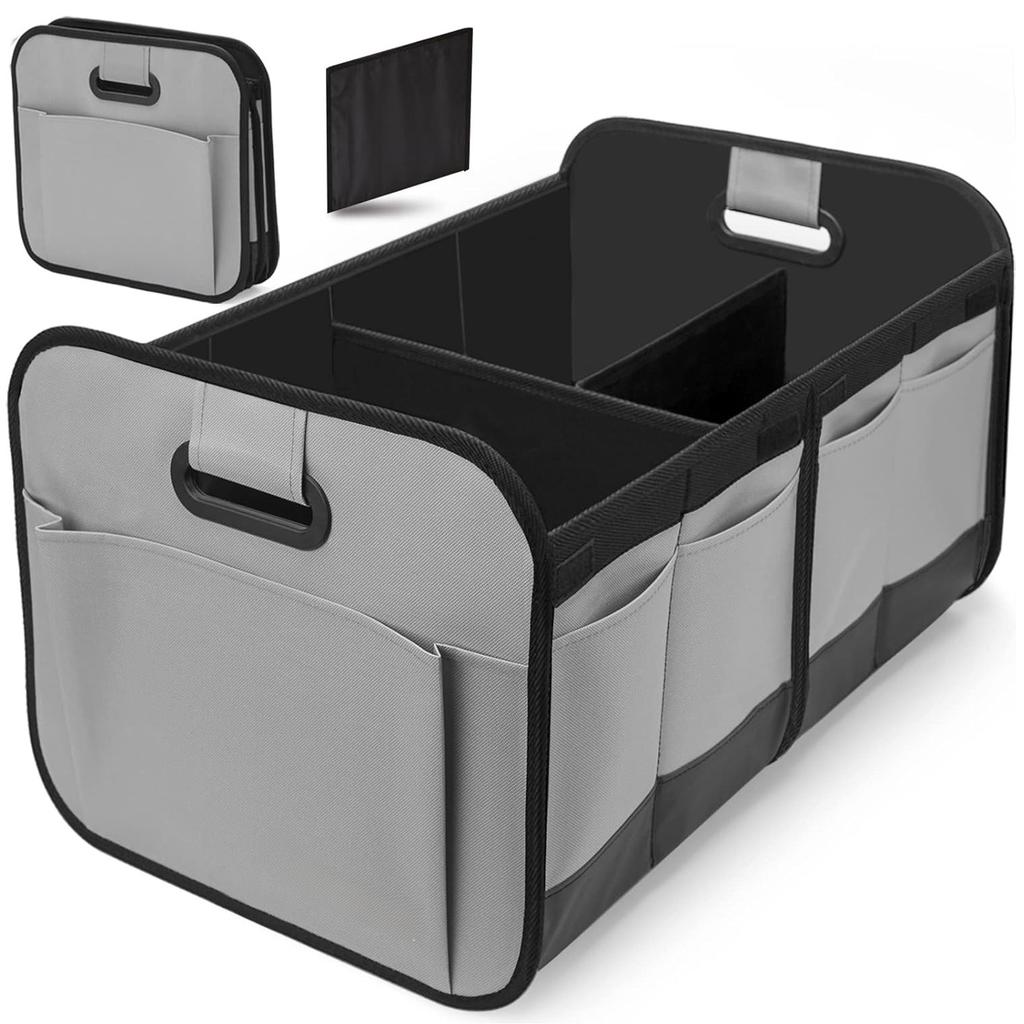 Large Collapsible Trunk Organizer with Multi Pockets, 3 Compartments Storage Organizer for Car, SUV, Minivan