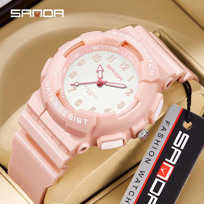 Sanda Cross-border Watches for Men, Women, and Teens - Fresh Style, Sporty Waterproof Electronic Quartz Watches, Fashionable for Students